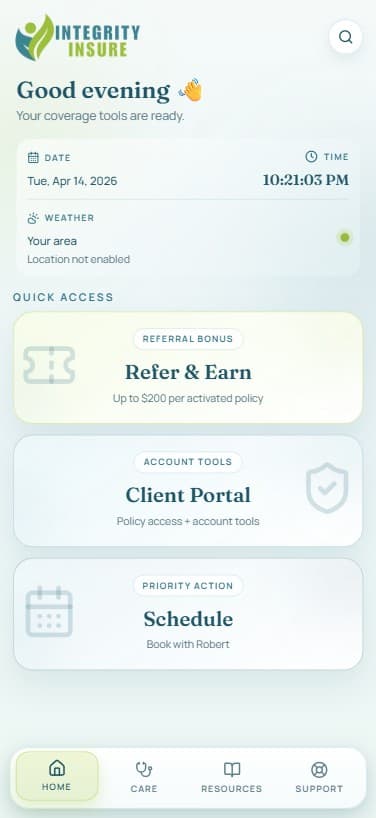 Integrity Insure mobile app preview